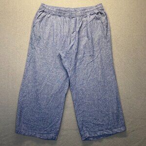 Old Navy Women's Pants 3X Wide Leg Chambray Blue Linen Blend Coastal Beachy